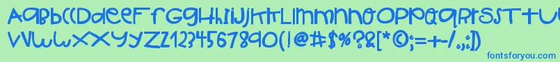 フォントHelloIshBig – 青い文字は緑の背景です。