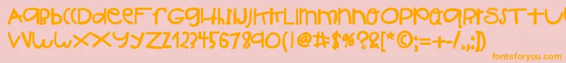 Saiba mais sobre a fonte HelloIshBig Fonte HelloIshBig – fontes laranjas em um fundo rosa
