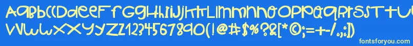フォントHelloIshBig – 黄色の文字、青い背景