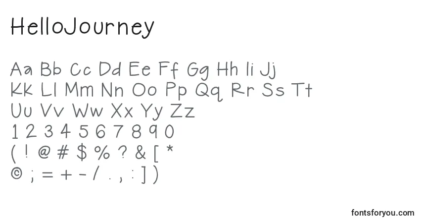 A fonte HelloJourney – alfabeto, números, caracteres especiais