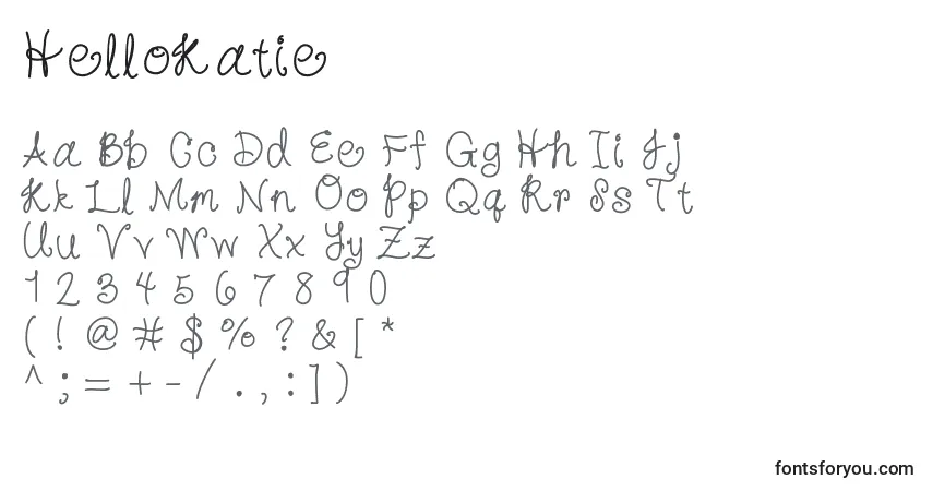 Schriftart HelloKatie – Alphabet, Zahlen, spezielle Symbole