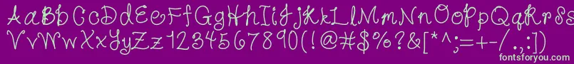 HelloKatie Font – Green Fonts on Purple Background