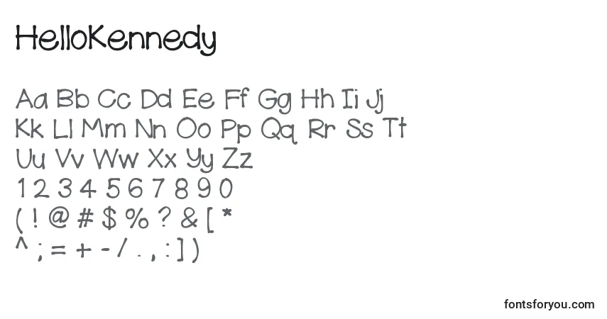 Schriftart HelloKennedy – Alphabet, Zahlen, spezielle Symbole