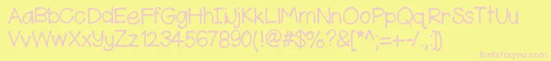 HelloKennedy-fontti – vaaleanpunaiset fontit keltaisella taustalla