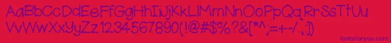 HelloKennedy-Schriftart – Violette Schriften auf rotem Hintergrund