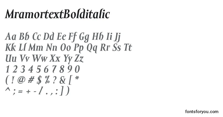 A fonte MramortextBolditalic – alfabeto, números, caracteres especiais