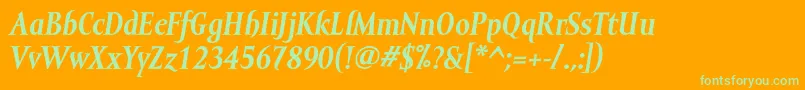 MramortextBolditalic-Schriftart – Grüne Schriften auf orangefarbenem Hintergrund