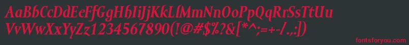 フォントMramortextBolditalic – 黒い背景に赤い文字