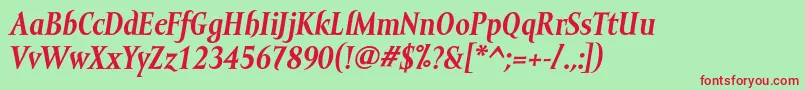 Шрифт MramortextBolditalic – красные шрифты на зелёном фоне