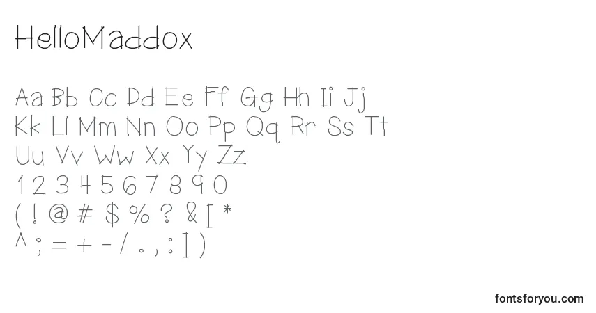 Шрифт HelloMaddox – алфавит, цифры, специальные символы