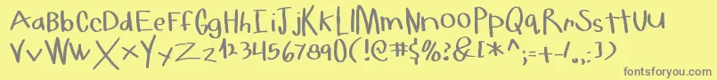 HelloMilkMoney-Schriftart – Graue Schriften auf gelbem Hintergrund