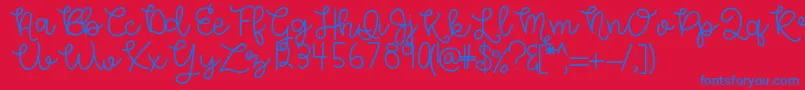 HelloMorgan Font – Blue Fonts on Red Background