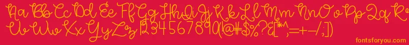 HelloMorgan Font – Orange Fonts on Red Background