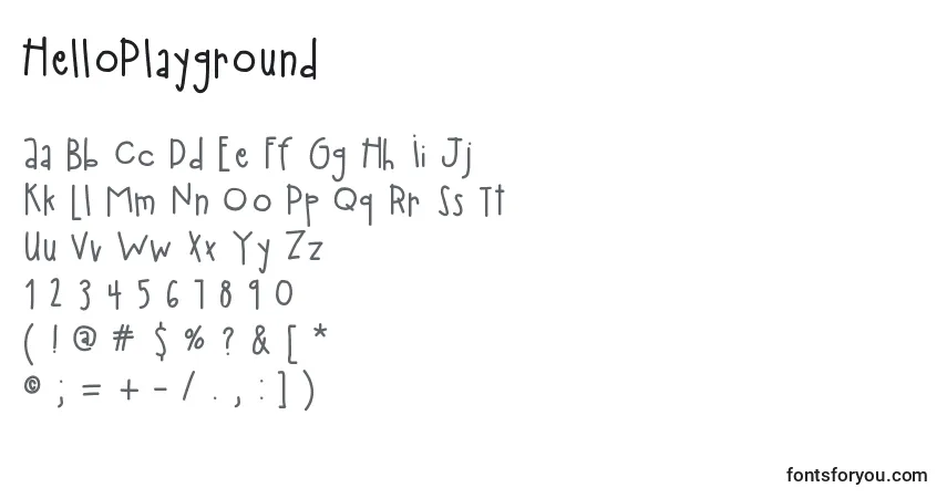 Шрифт HelloPlayground – алфавит, цифры, специальные символы