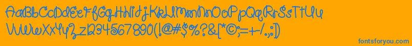 HelloPoolNoodle-Schriftart – Blaue Schriften auf orangefarbenem Hintergrund