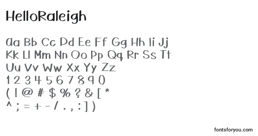 HelloRaleigh-fontti – aakkoset, numerot, erikoismerkit