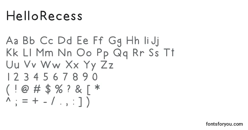 A fonte HelloRecess – alfabeto, números, caracteres especiais
