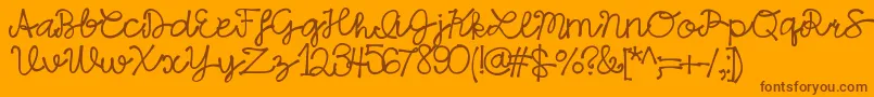 HelloSansaNorth-Schriftart – Braune Schriften auf orangefarbenem Hintergrund