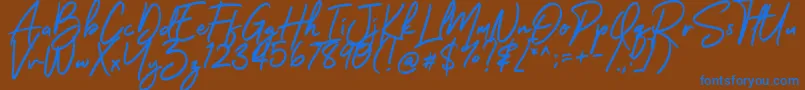 HelloSanttiny Font – Blue Fonts on Brown Background