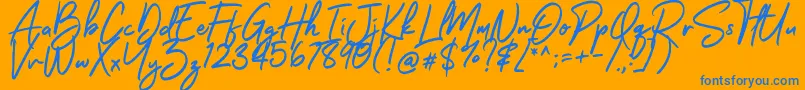 HelloSanttiny Font – Blue Fonts on Orange Background