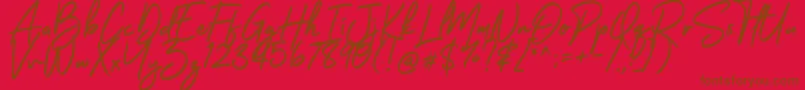 HelloSanttiny Font – Brown Fonts on Red Background