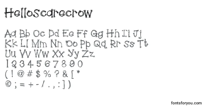 Czcionka HelloScarecrow – alfabet, cyfry, specjalne znaki
