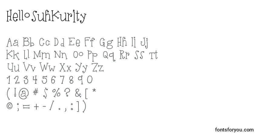 A fonte HelloSuhKurity – alfabeto, números, caracteres especiais