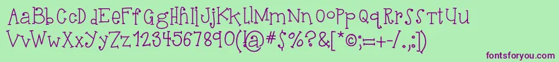 HelloSuhKurity Font – Purple Fonts on Green Background