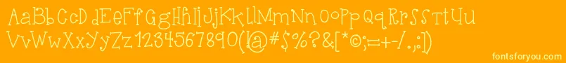 HelloSuhKurity-fontti – keltaiset fontit oranssilla taustalla