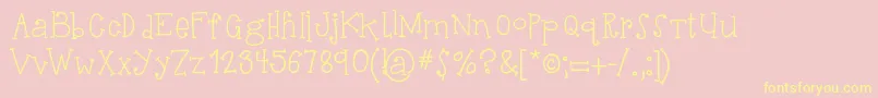 HelloSuhKurity-Schriftart – Gelbe Schriften auf rosa Hintergrund