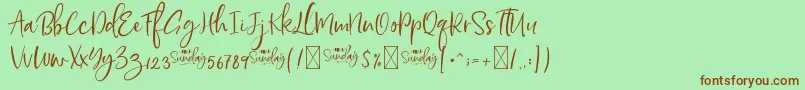 HelloSundayDEMO Font – Brown Fonts on Green Background