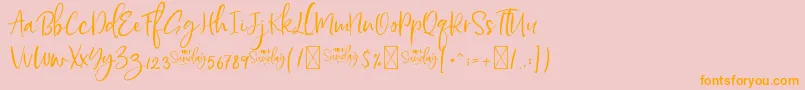 HelloSundayDEMO-Schriftart – Orangefarbene Schriften auf rosa Hintergrund