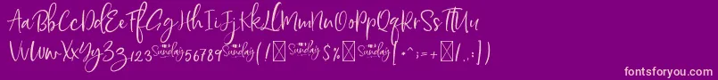 HelloSundayDEMO-Schriftart – Rosa Schriften auf violettem Hintergrund