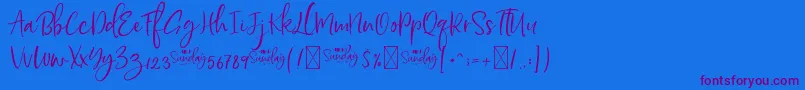 Шрифт HelloSundayDEMO – фиолетовые шрифты на синем фоне