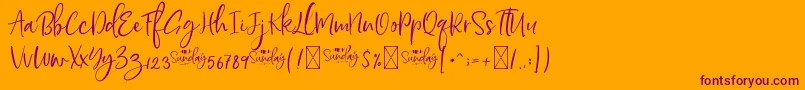 HelloSundayDEMO-Schriftart – Violette Schriften auf orangefarbenem Hintergrund