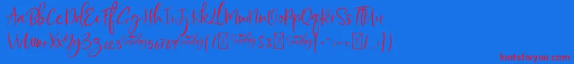 HelloSundayDEMO-Schriftart – Rote Schriften auf blauem Hintergrund