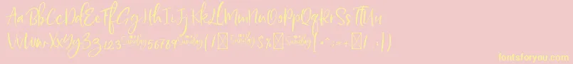 HelloSundayDEMO-Schriftart – Gelbe Schriften auf rosa Hintergrund