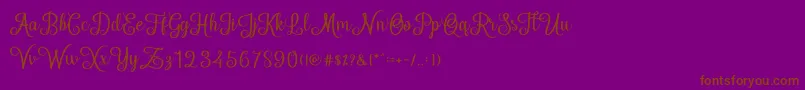 HelloSweety-Schriftart – Braune Schriften auf violettem Hintergrund