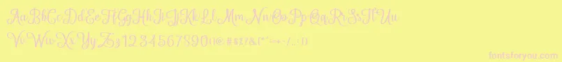 HelloSweety-fontti – vaaleanpunaiset fontit keltaisella taustalla