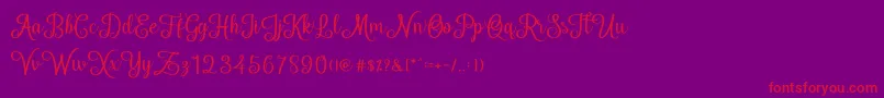 HelloSweety-Schriftart – Rote Schriften auf violettem Hintergrund