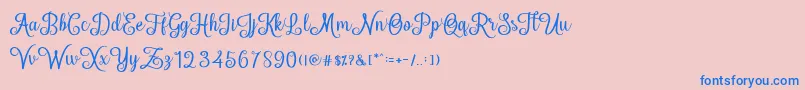 HelloSweety-Schriftart – Blaue Schriften auf rosa Hintergrund