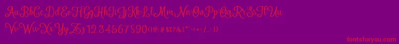 HelloSweety-Schriftart – Rote Schriften auf violettem Hintergrund