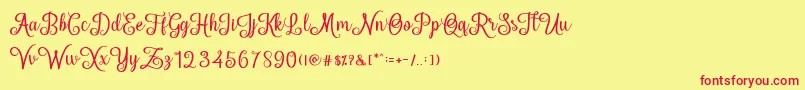 HelloSweety Font – Red Fonts on Yellow Background