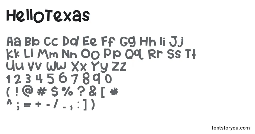 Fuente HelloTexas - alfabeto, números, caracteres especiales