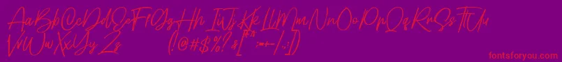Hellotropica Demo-Schriftart – Rote Schriften auf violettem Hintergrund
