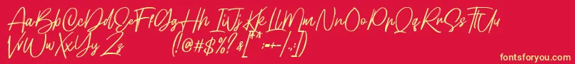 フォントHellotropica Demo – 黄色の文字、赤い背景