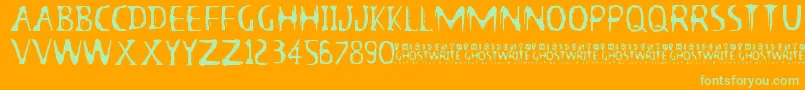 13GhostsFull-Schriftart – Grüne Schriften auf orangefarbenem Hintergrund