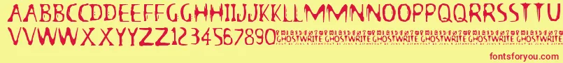 13GhostsFull-fontti – punaiset fontit keltaisella taustalla