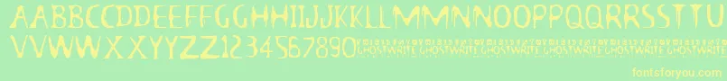フォント13GhostsFull – 黄色の文字が緑の背景にあります