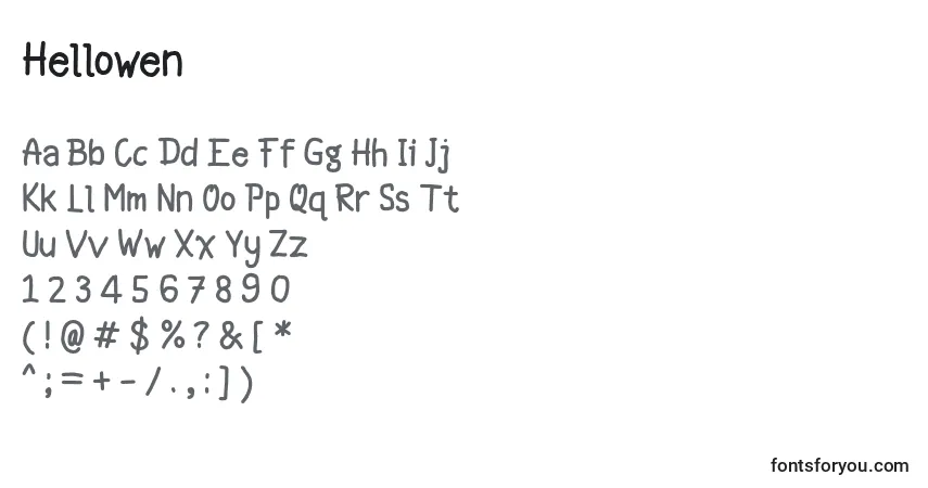 Czcionka Hellowen – alfabet, cyfry, specjalne znaki